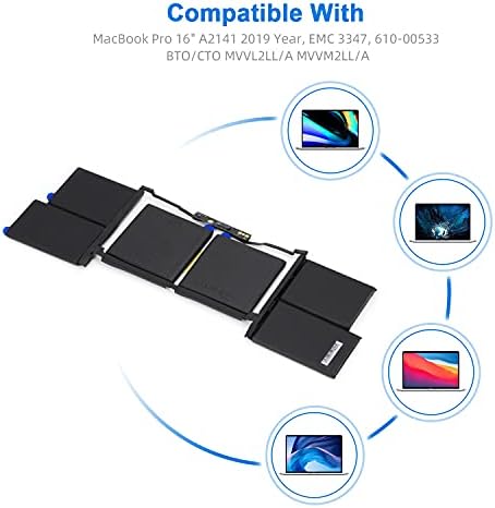 Syfrufo A2113 Лаптоп Замена на Батеријата Компатибилен со MacBook Pro 16 A2141 2019 Година, EMC 3347, 610-00533 BTO/CTO MVVL2LL/A