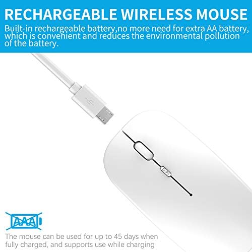 Безжичен Глушец, Тенок Молчи Кликнете Батерија 2.4 G Безжична Глувци 1600DPI Мини Оптичко Преносни Патување Cordless Глушец со USB