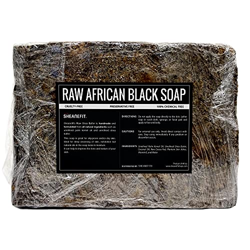 Sheanefit Суровини Африкански Црна Сапун Бар - За Сите Типови На Кожа, Лице, Тело, Коса Сапун Најголемиот Дел Барови (1 Фунта)
