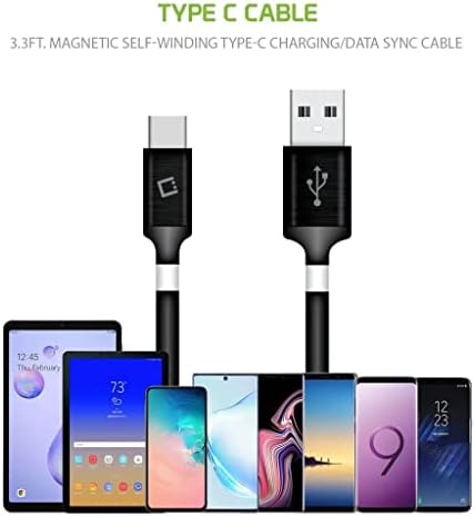 USB-C Магнетни Полнење Кабел Работи за Samsung СМ-M205F со Тип В, Апсорпција Стигнале Побрзо Нано Податоци Кабелот Кабел (Црна 3.3
