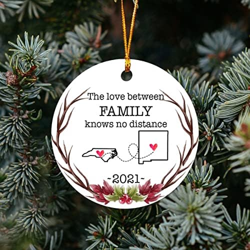 Долги Божиќ Украс 2021 Северна Каролина Ново Мексико Украс Државата да Држава Мапата - Љубовта Помеѓу Семејството Не Познава Растојание