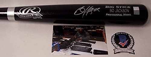 Бо Џексон Autographed Рака Потпишан Rawlings Adirondack Про Дрво Црно Безбол Палка - БАС Beckett