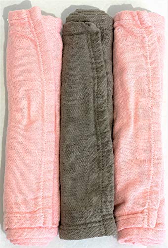 Памук Бебе Burp Облека во Розова & Сива - Пакување од 3
