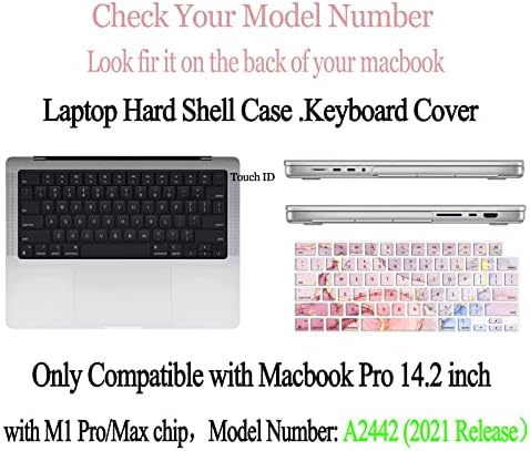 AOGGY Компатибилен со 2021 MacBook Pro 14 инчен Случај Модел A2442,Пластични Тешко Школка Заштитни Случај+Тастатура Маска+Екран Покрие，за