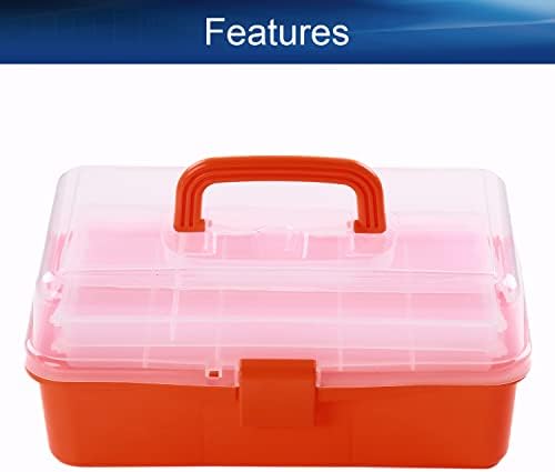 Auniwaig Преносни Виткање Алатка Кутија, Три-Слој Складирање Кутија со Конзолни Фах Пластични Хардвер Кутија за Складирање 13 x 7.9
