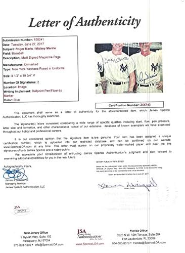 Мики Ментл & Роџер Марис Autographed Врамени 7x10 Списание Страница Фото New York Yankees Beckett БАС A74177