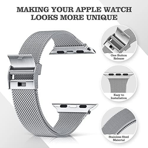 ORIbox Компатибилен со Apple Види Бендови 41mm 40mm 38mm, Метал Нерѓосувачки Челик Бенд, Бизнис Тенка Wristband за iWatch Серија