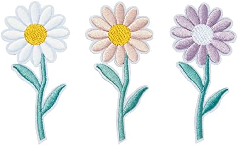 Daisy Цвет Железо на Везови Закрпи, Флорални Appliques во 3 Бои (22 Парчиња)