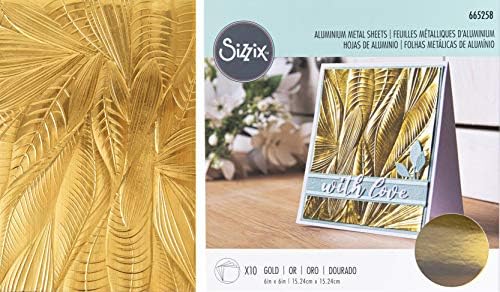 2021 Sizzix 3-D Паднатите Лисја Текстура Впечатоци Втиснување Папка & Злато Алуминиум Метални Листови - 2 Точка Пакет