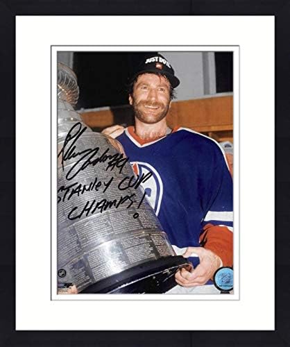 Autograph Склад 571931 8 x 10 во. Едмонтон Oilers Глен Андерсон Autographed Слика со Стенли Купот на Елисејските - Сплетен & Врамени