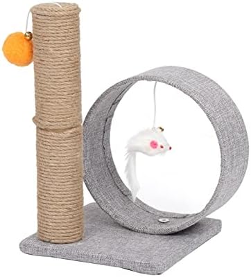 QIAOMO 13 Мачка Дрво Кула со Лен Кружни Прстен, Играчки, Светло Сива