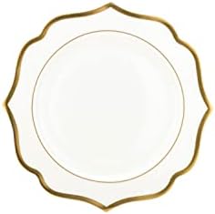 Член на кралското семејство Порцелански 57-pc Коска Кина Вечера во Собата,Бела боја со Златни Rim Dinnerware