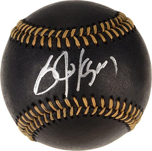 Бо Џексон Канзас Сити Royals Autographed Црна Кожа Бејзбол - Потпишан во Сино Мастило - Autographed Baseballs