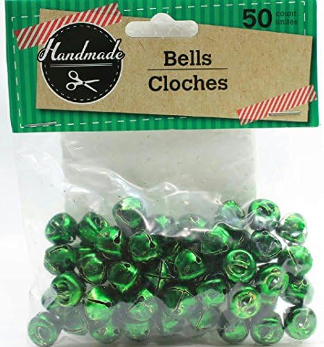 (Пакување од 2) 50 Мали рачно изработени Занаетчиски Jingle Bells (Зелен)