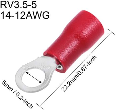 uxcell RV3.5-5 Изолирани Електрични Crimp Терминал Прстен Лопата Wire Конектор за 14-12AWG 10Pcs