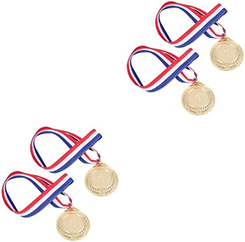 PRETYZOOM 4 парчиња Метал Доделување Медали со Вратот Лента Wheats Победник Медал за Спортски Игри Конкуренција (Златна, Прва Награда)
