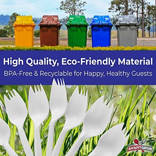 BPA-Free Бела Расположливиот Sporks 100 Pk. Рециклираат, Еко-Пријателски и Дете-Безбедно 2-во-1 Прибор Изградена Силна Последните